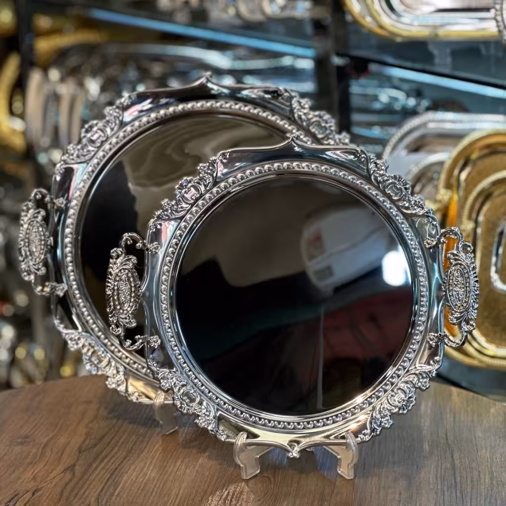 سینی گرد استیل 2تیکه اماراتی