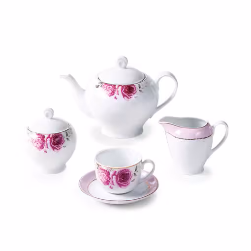 سرویس چای خوری رزفلاور چینی زرین ایتالیا اف 17 پارچه