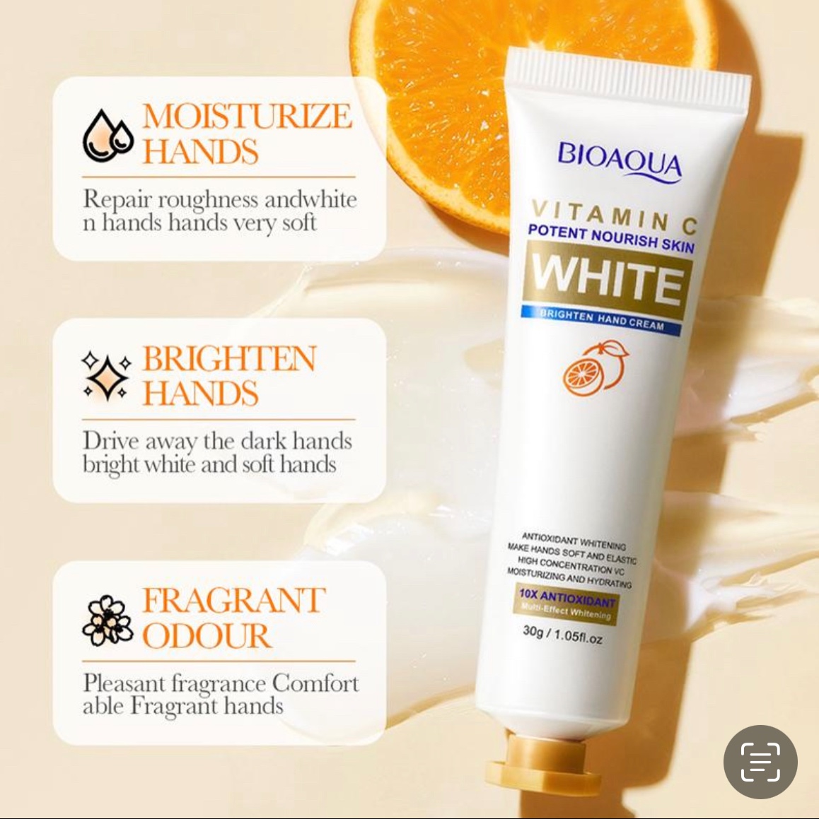 کرم مرطوب کننده و سفید کننده دست تیوپی ویتامین سی بایو اکوا