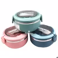 لانچ باکس استیل گرد 700 میل قاشق دار Tedemei