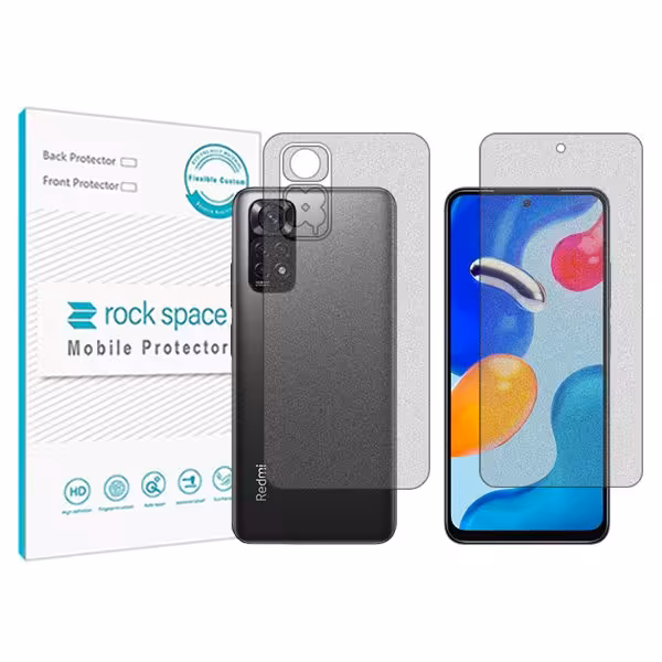 گلس صفحه نمایش و پشت گوشی شیائومی Redmi Note 11S مدل نانو هیدروژل گیمینگ برند راک اسپیس کدSS