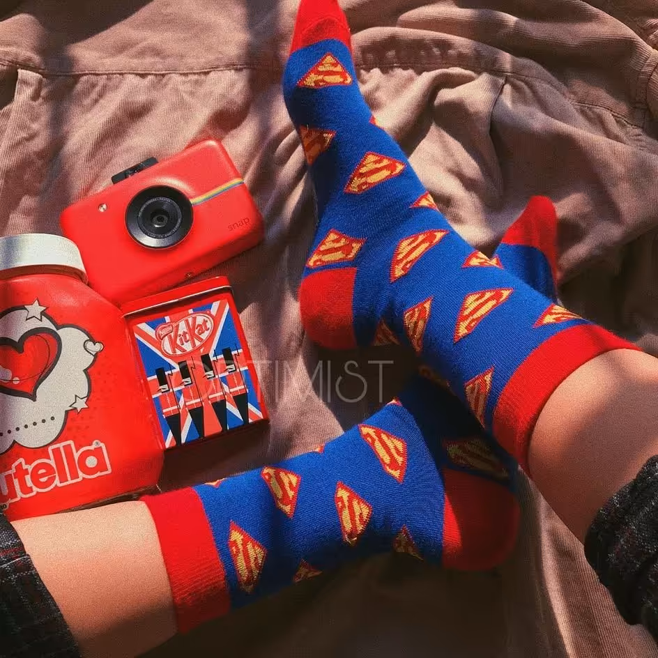 جوراب سوپرمن ساقدار  نخ پنبه فری سایز