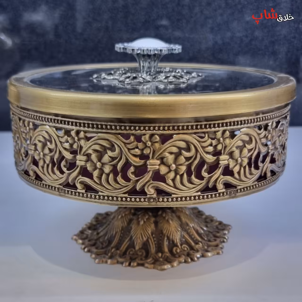 شکلات خوری فلزی گرد پایه دار کد 05