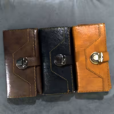 کیف پول و موبایل سه لت با قفل ناخنی دست دوز جنس چرم سوگو ارسال رایگان