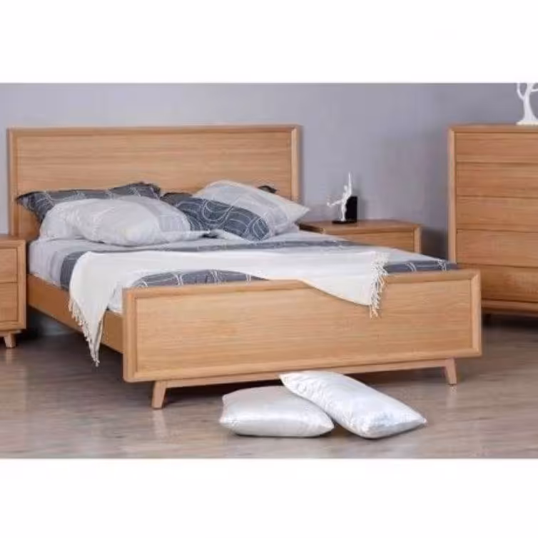 تخت خواب دو نفره روکش بلوط سایز 200*180 کد 489