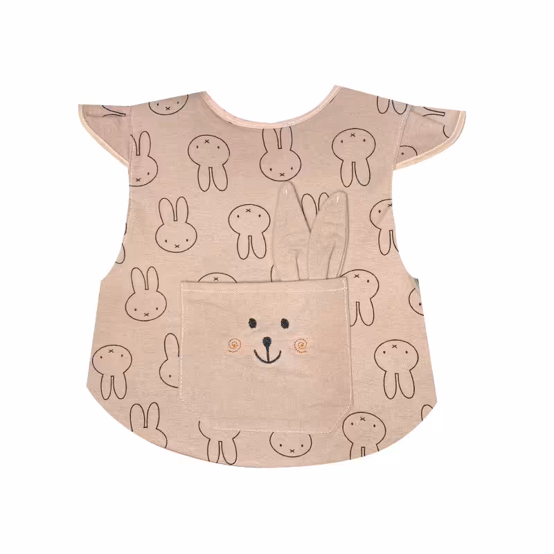 پیشبند نوزاد حلقه ای  طرح خرگوش کتون صورتی وآبی 