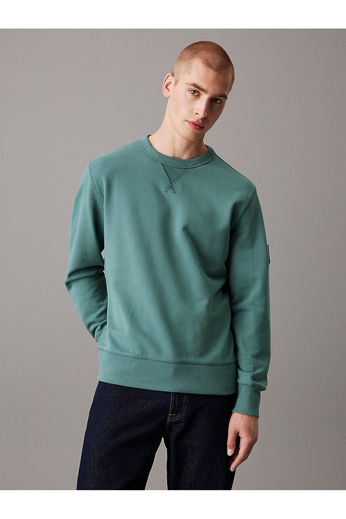 سویشرت آبی مردانه گردن خدمه نشان اورجینال Calvin Klein