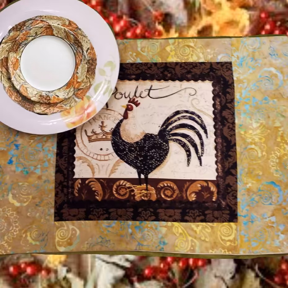 زیر بشقابی طرح خروس سیاه