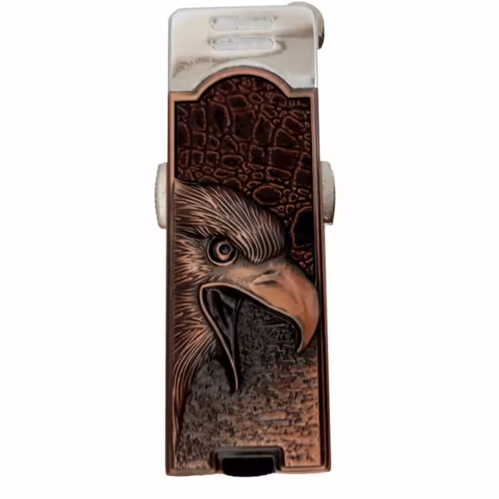 فندک طرح عقاب بدنه فلزی شعله اتمی با چراغ قوه بسیار زیبا و خوش دست