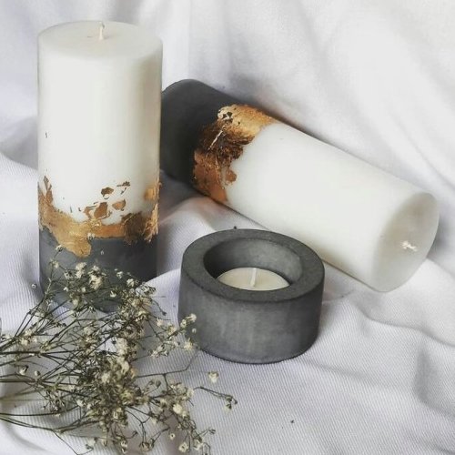 پک دوعددی شمع استوانه ورق طلا