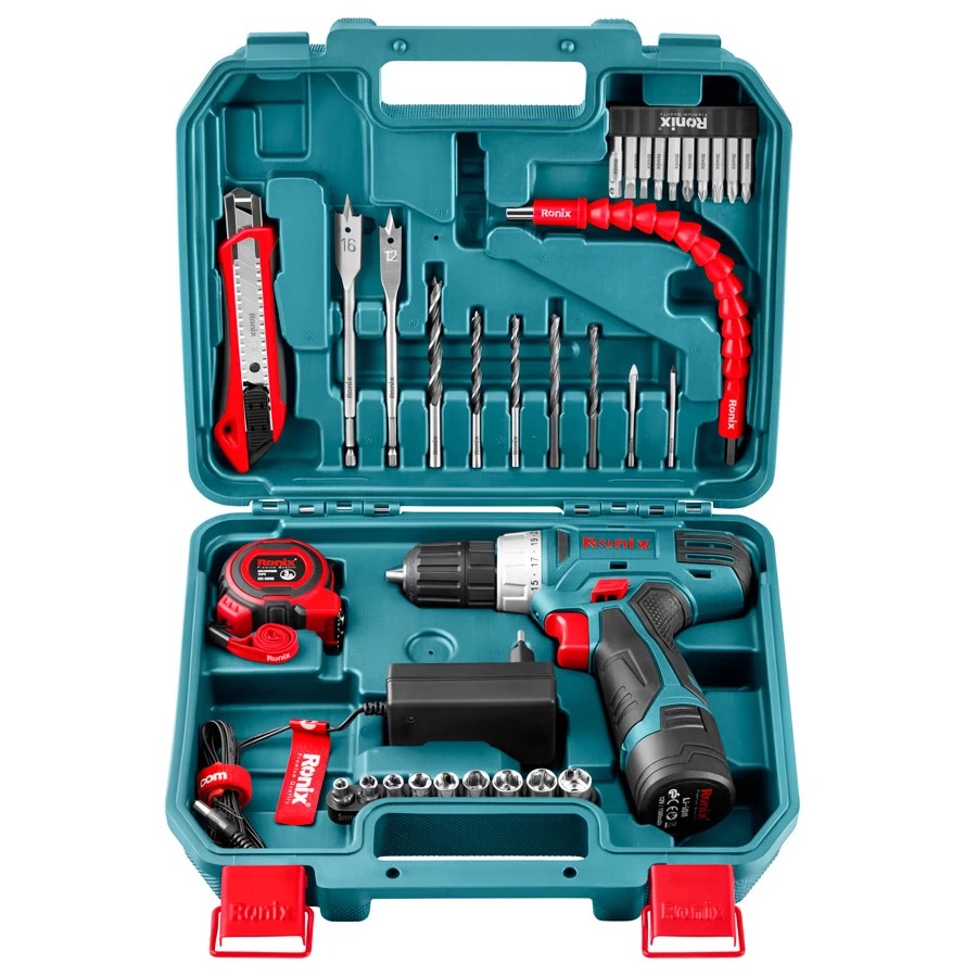 ست ترکیبی دریل شارژی 12 ولت تک باطری  35 پارچه Rs-8013