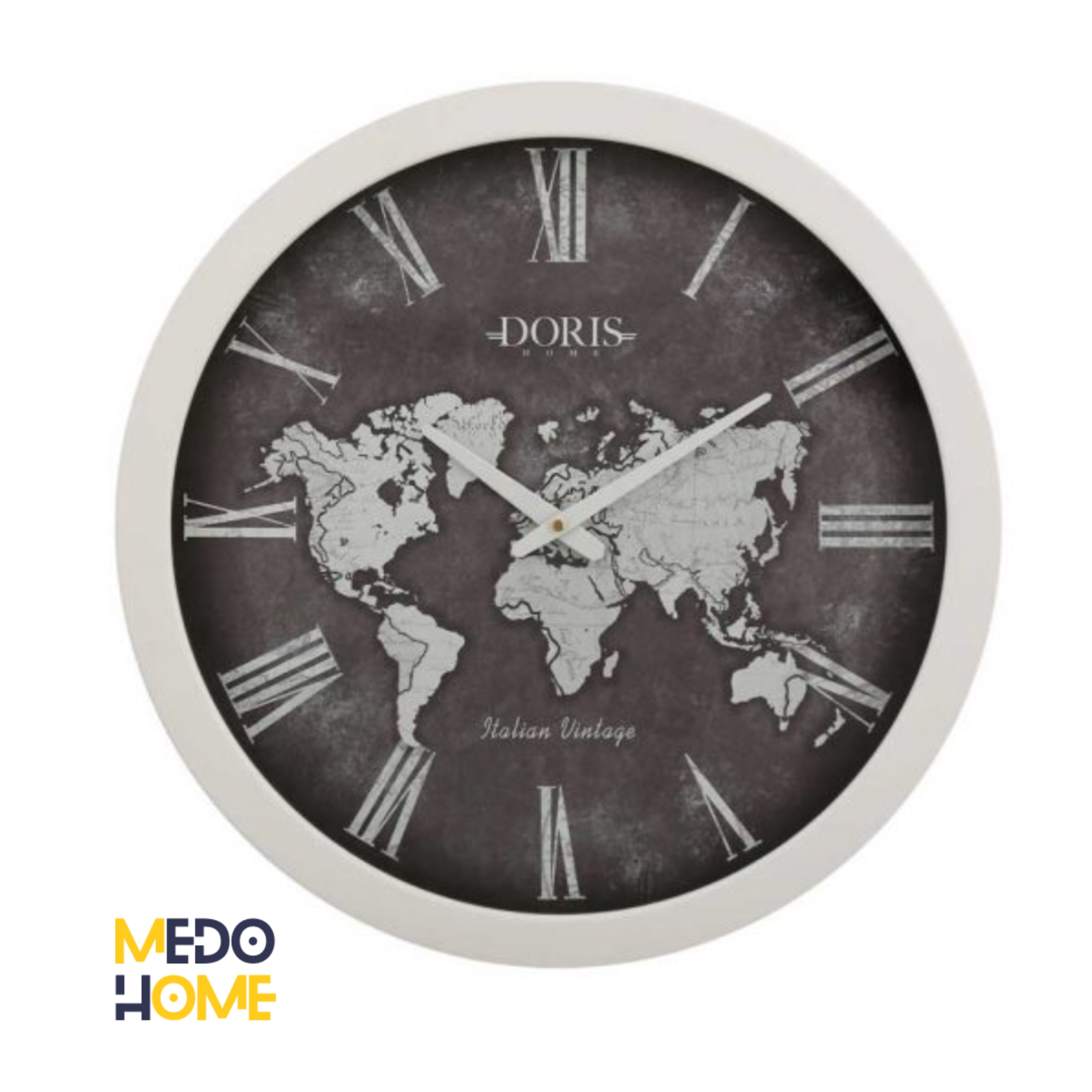 ساعت دیواری چوبی DORIS کد DH-2040 رنگ سفید