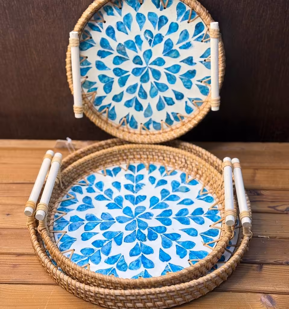 سینی حصیری راتان و صدف