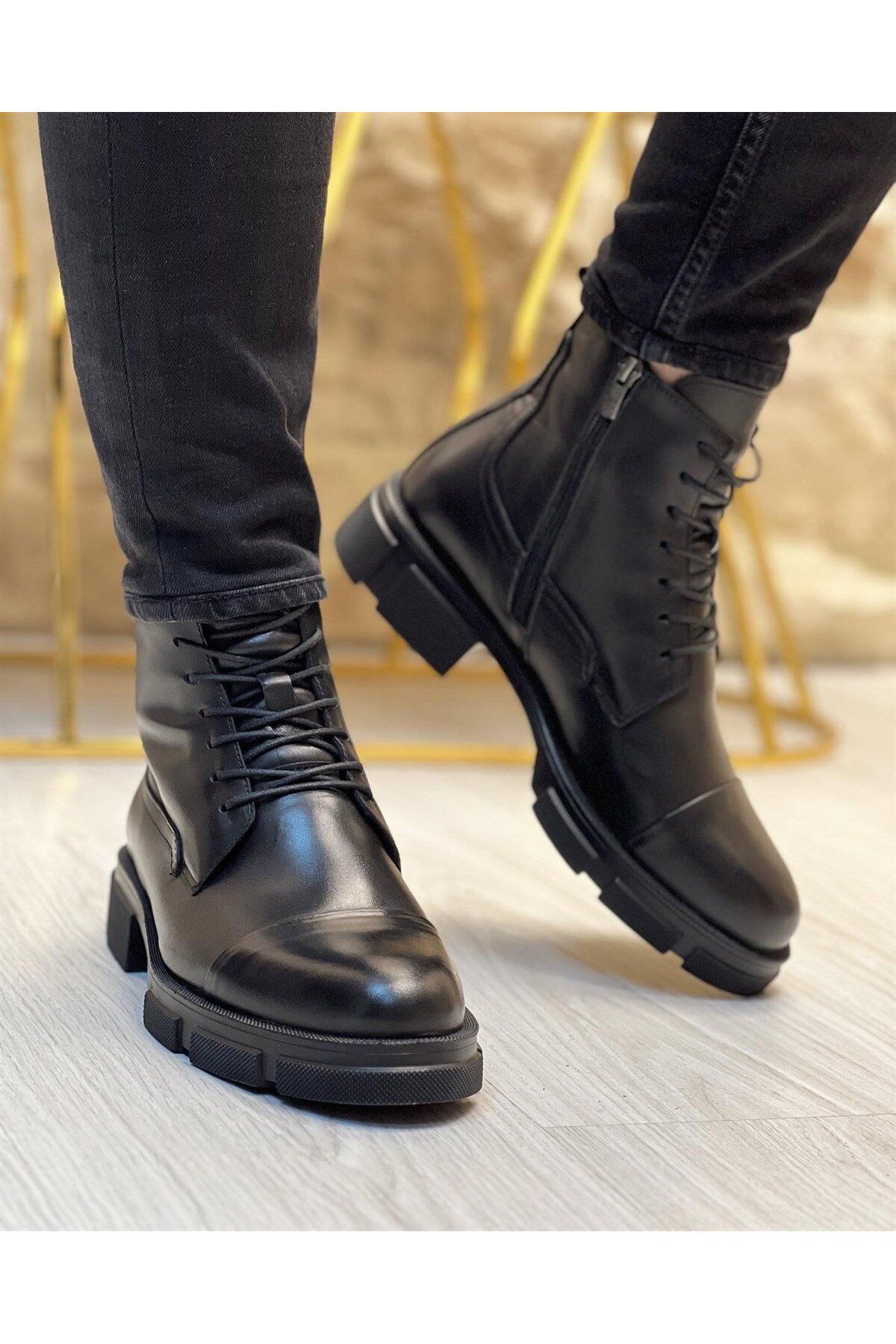 چکمه و بوت مشکی مردانه سیاه عتیقه 2096 پوتین پستی باستانی ByItallanoshoes