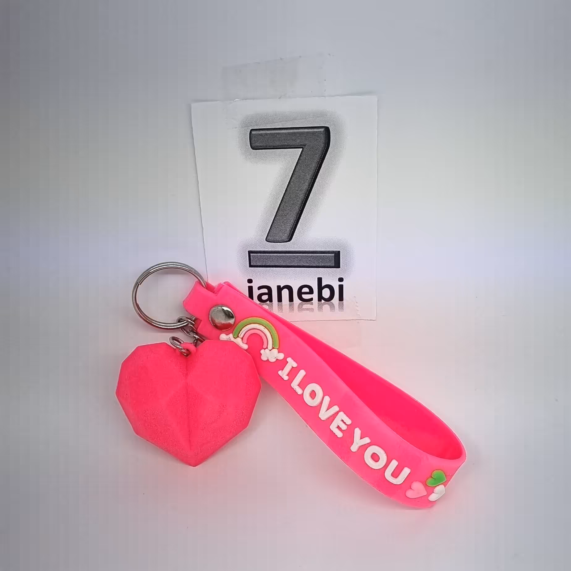 جاکلیدی سیلیکونی فانتزی طرح قلب رنگ صورتی