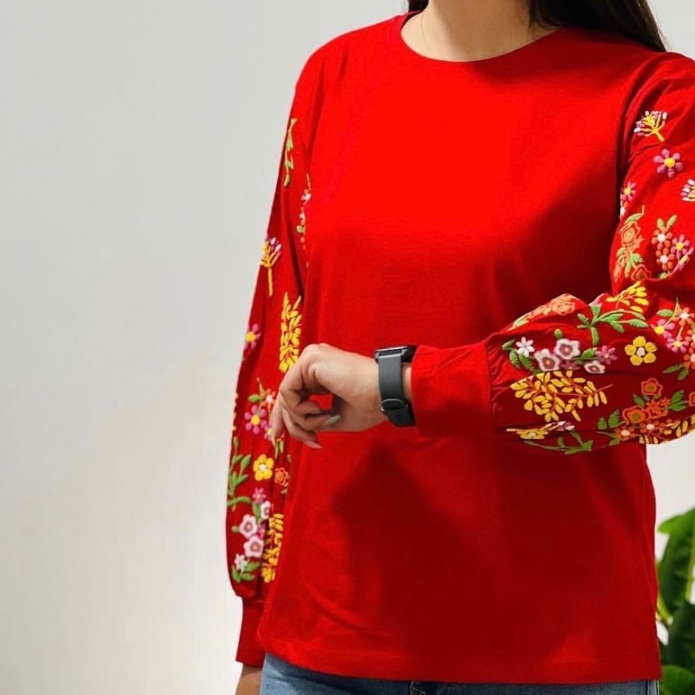 بلوز زنانه نخ پنبه گلدوزی