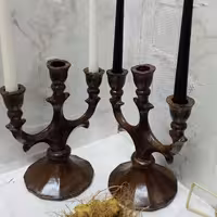 شمعدان سه شاخه یا سه شعله طرح چوب