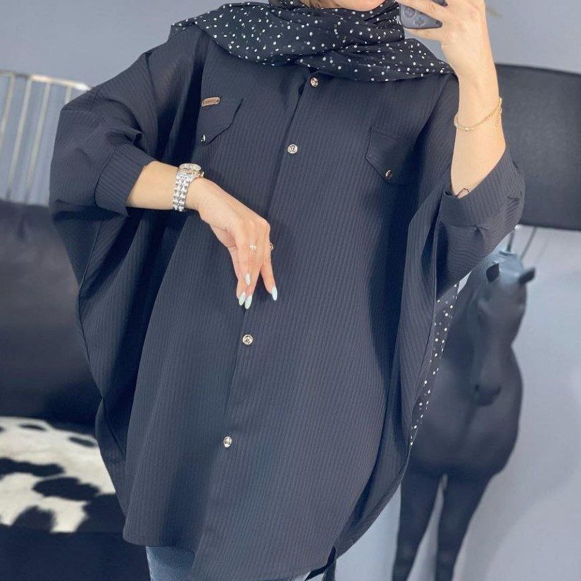 مانتو پانچ زنانه حریر میله ای ارسال رایگان