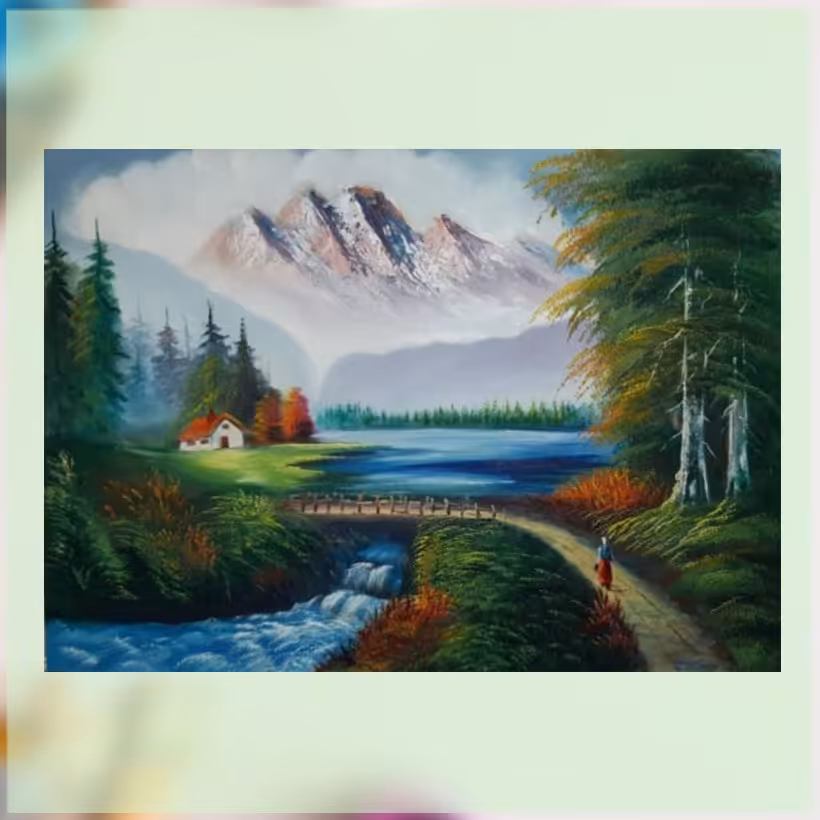 تابلوی نقاشی رنگ روغن روی بوم طرح منظره              