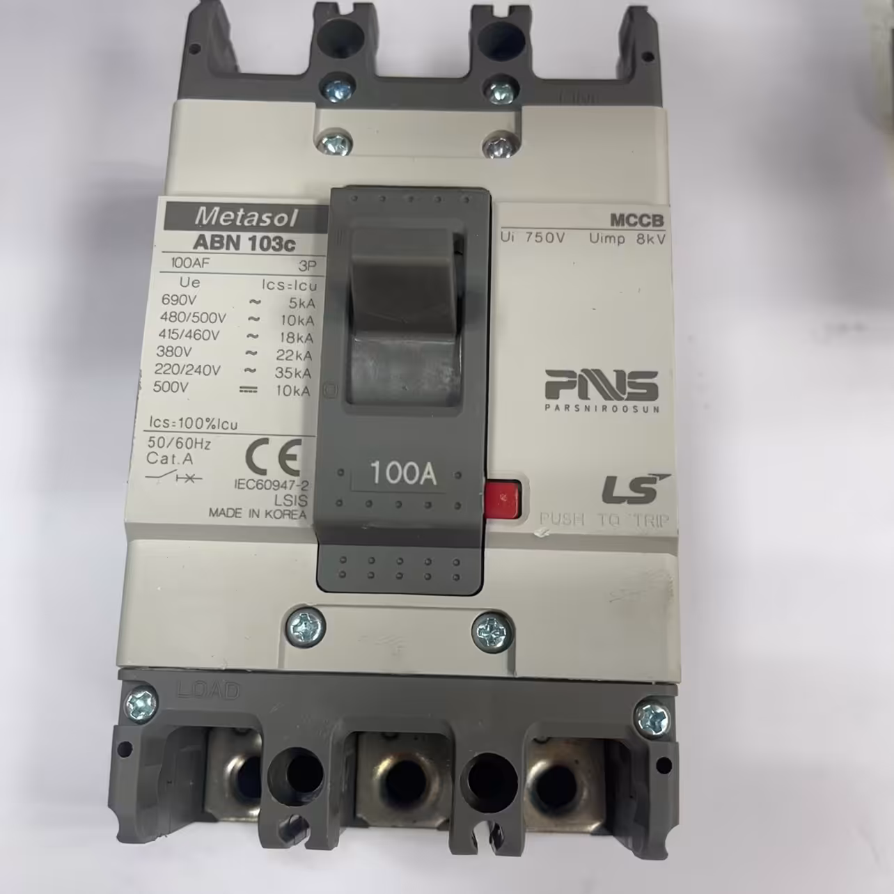 کلید اتوماتیک 100 آمپر غیر قابل تنظیم حرارتی مغناطیسی سری ABN ال اس