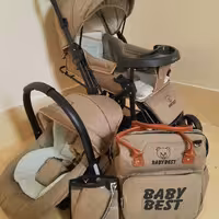 سرویس کالسکه و کریر و ساک لوازم و روروئک بی بی بست 