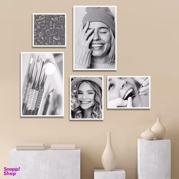 تابلو بکلیت طرح سلامت دندان و مطب دندانپزشکی مدل W-1311 مجموعه 5 عددی