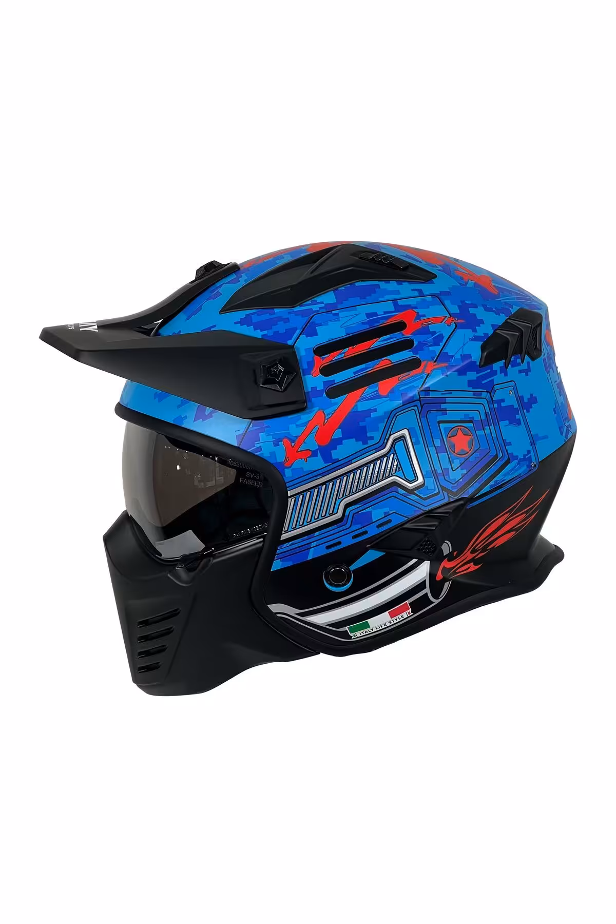 کلاه کاسکت موتورسیکلت آبی SW X2 TOKYO TROOPER ایمنی مدولار را حذف کنید Sway