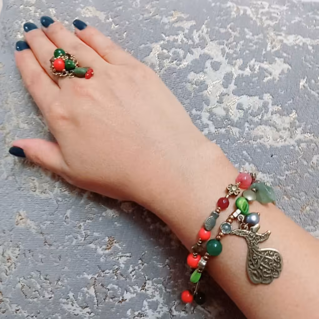 دستبند مولانا ساخته شده با سنگهای اصل