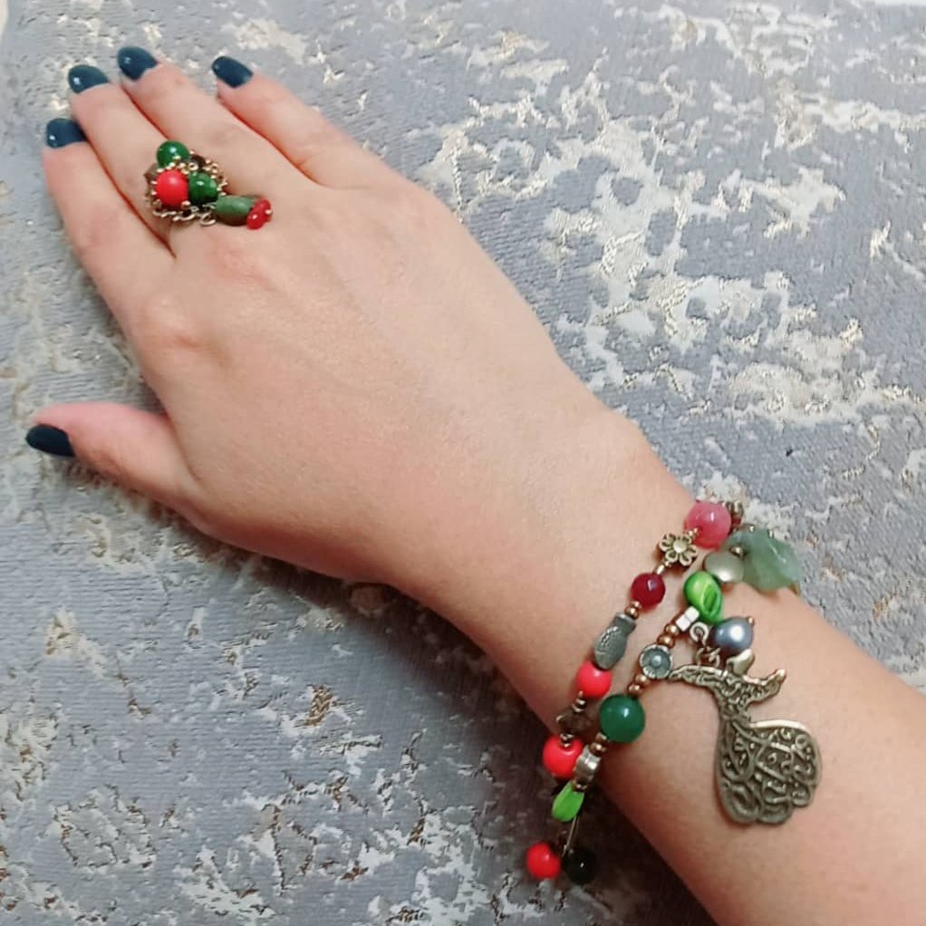 دستبند مولانا ساخته شده با سنگهای اصل