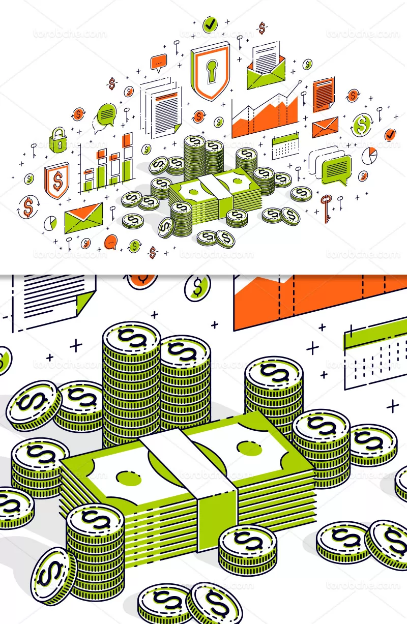 وکتور ایزومتریک پول | گرافیک با طعم تربچه
