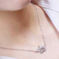 گردنبند دخترانه تاج جواهری نقره 925 روکش اب طلا