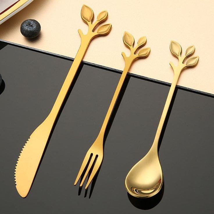 ست 18 پارچه دسر خوری طلایی رنگ ثابت