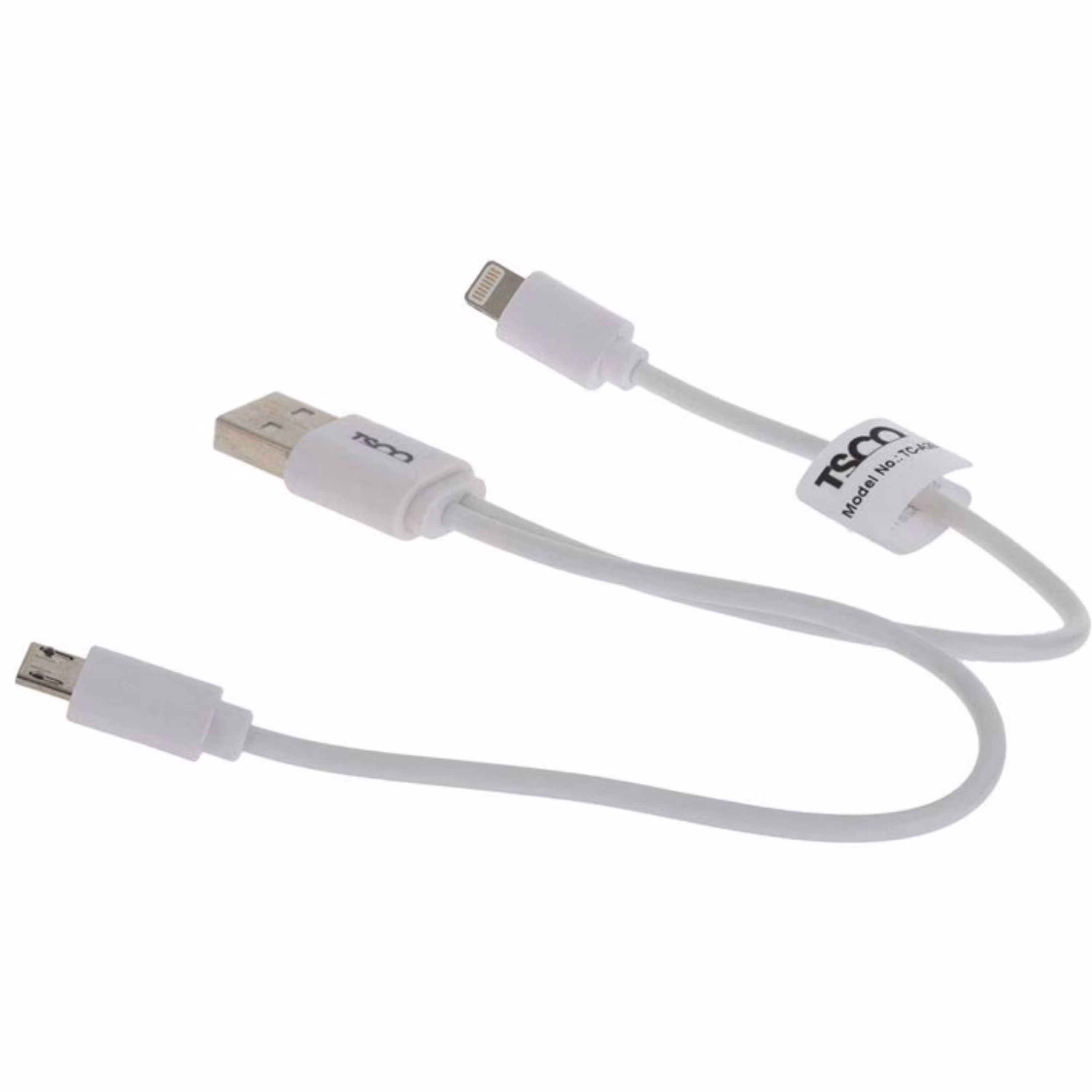کابل شارژ دو سر میکرو و آیفون TSCO TCA28 کوتاه با گارانتی 6 ماهه