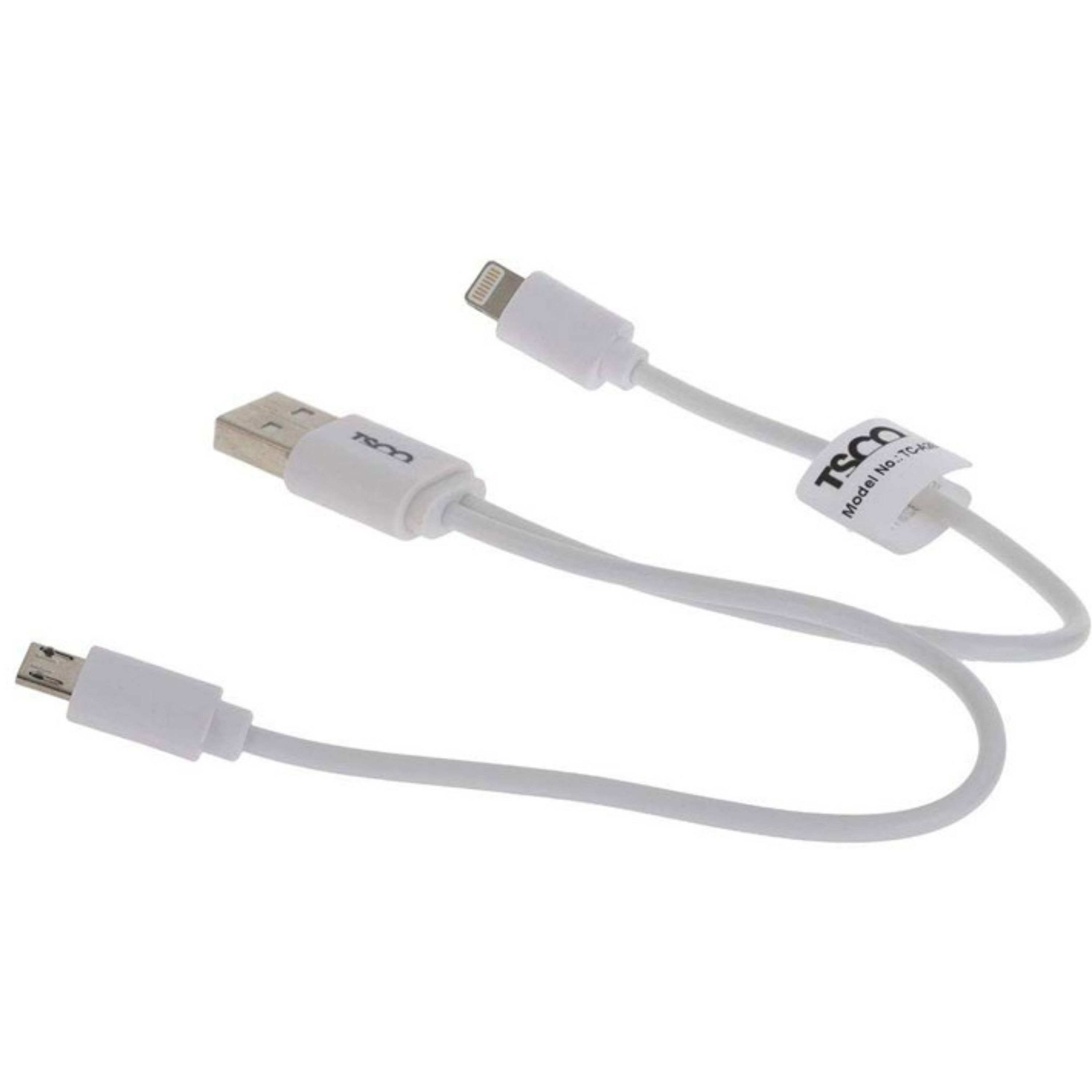 کابل شارژ دو سر میکرو و آیفون TSCO TCA28 کوتاه با گارانتی 6 ماهه