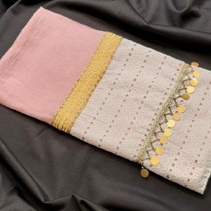 شال و روسری دستک دست کار شده هندی نخی قواره 75*200