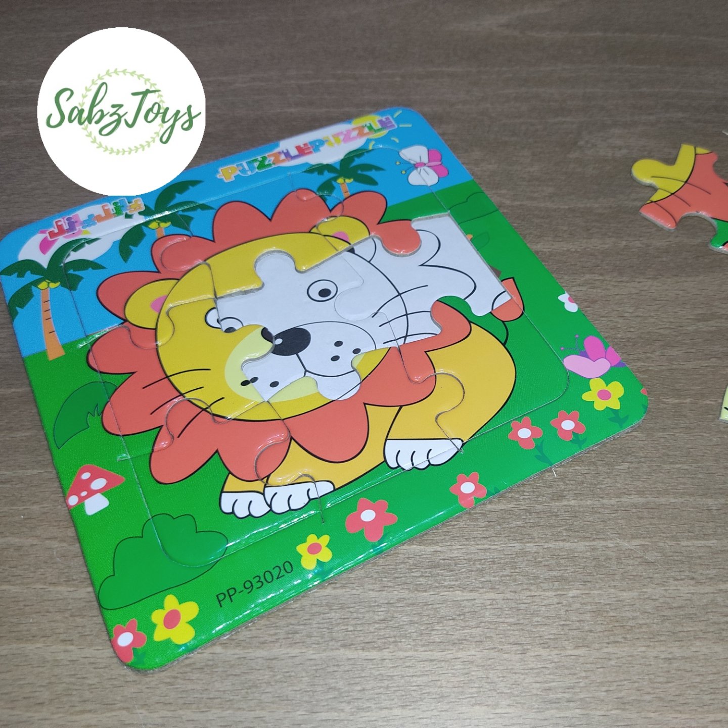 پازل 9 قطعه همراه با رنگ آمیزی طرح شیر