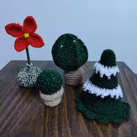 گل ،  کاکتوس و کاج قلاب بافی