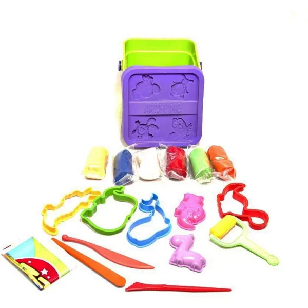 خمیربازی سطلی 6 رنگ ارژنگ (تولید کارخانه آریا) عمده