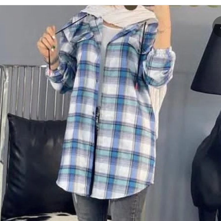 مانتو پاییزه کلاه دار فقط رنگ آبی موجوده