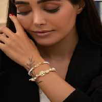 دستبند های کناف و مهره ای با پلاک طلا