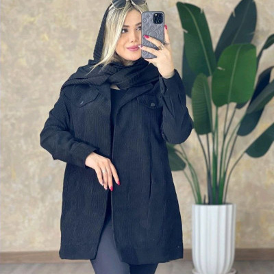 مانتو اسپرت زنانه مخمل کبریتی ریز مدل 200308