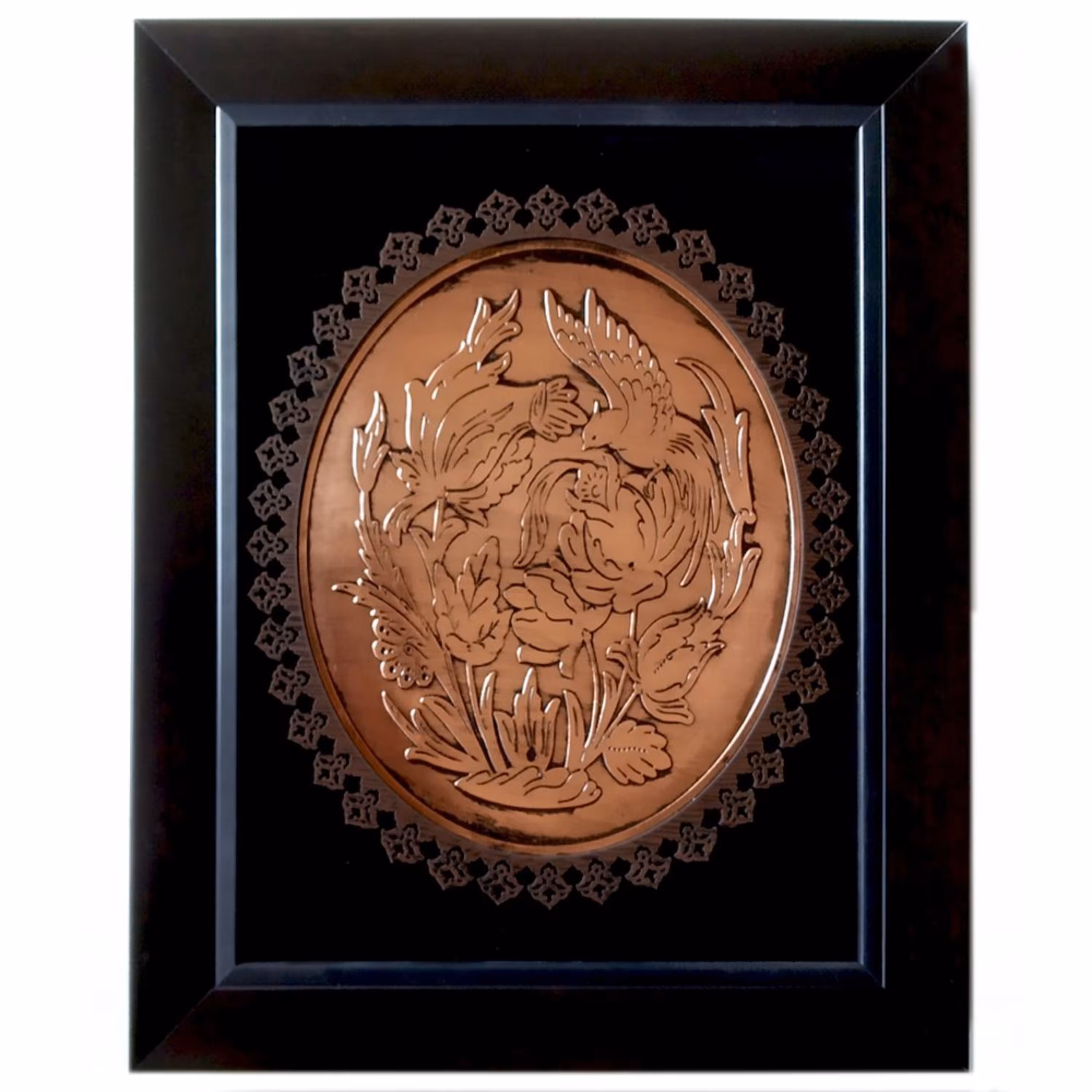 تابلو گل و مرغ برجسته مسی