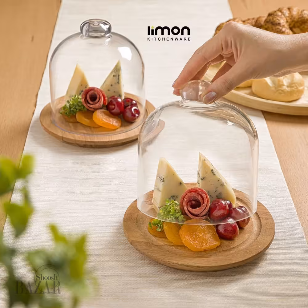 ظرف سرو پنیر کفه چوبی لیمون کد 2240