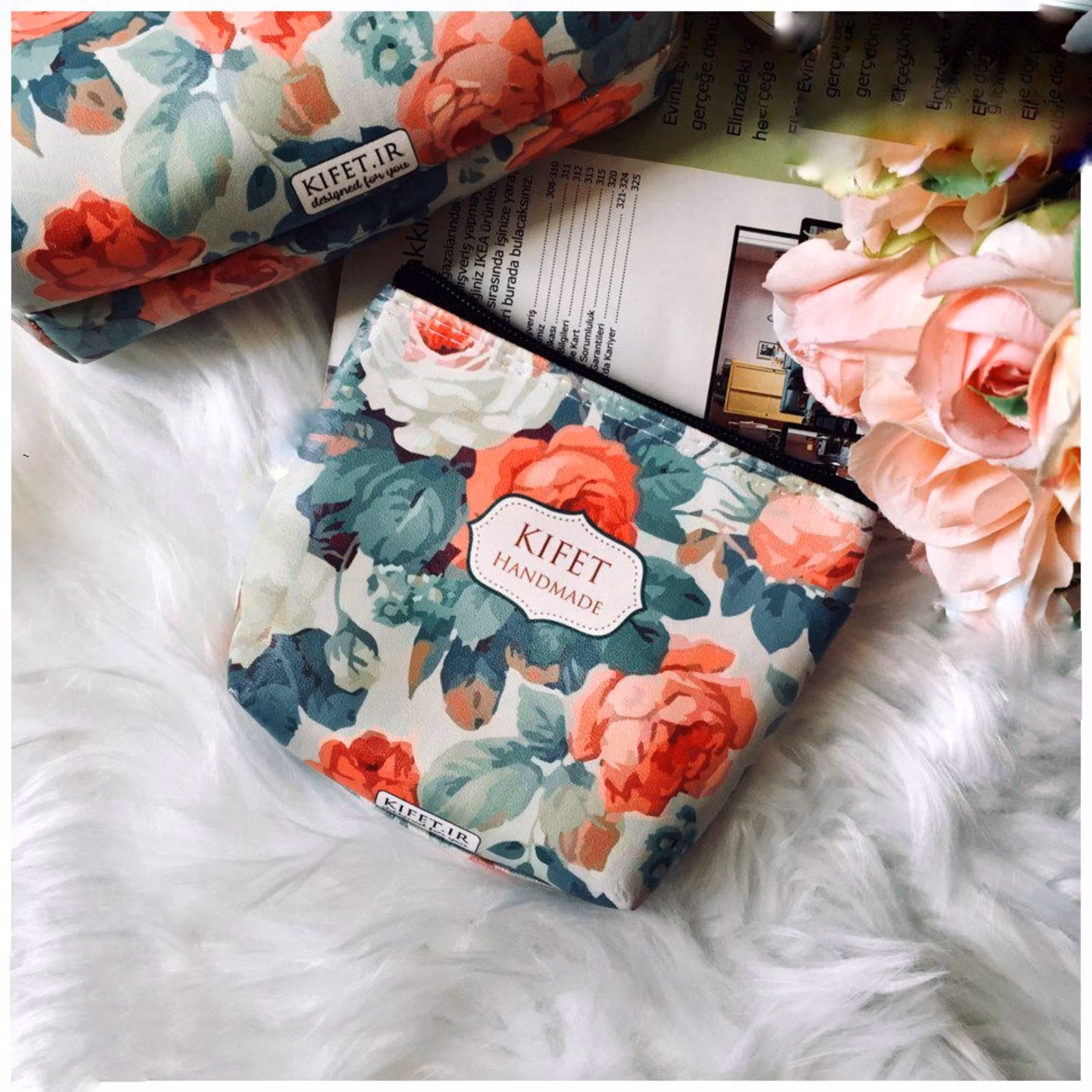 کیف نگهدارنده ماسک و کیف پول  فانتزی و با کیفیت گلدار5