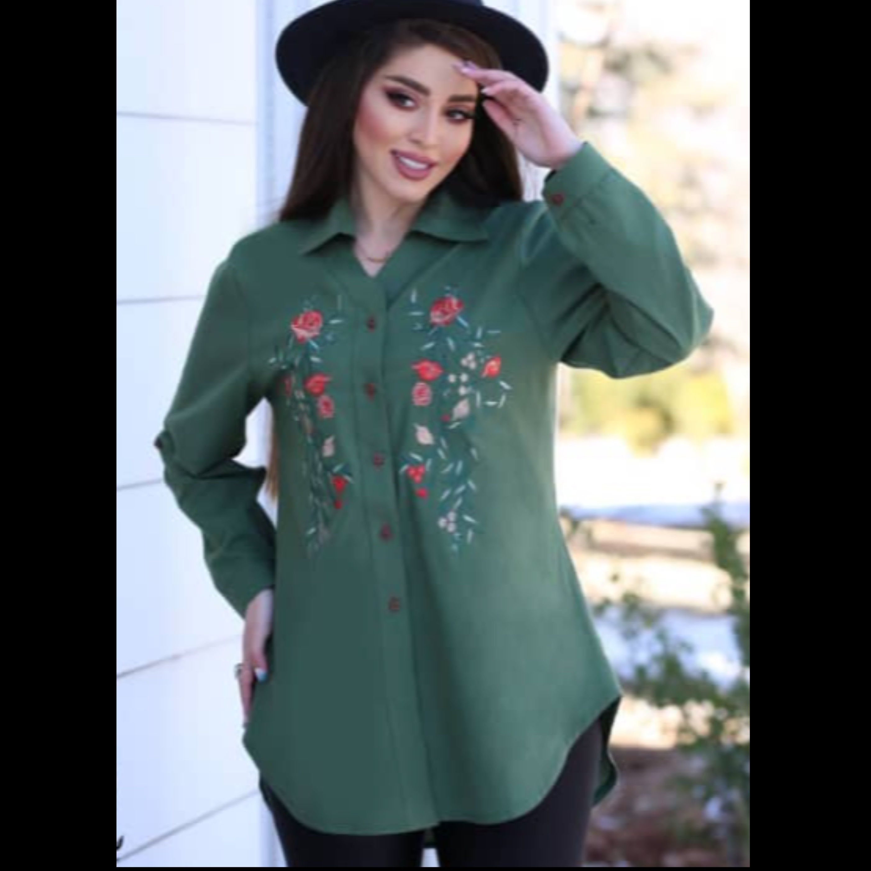 شومیز مانتویی نخی زنانه ، گلدوزی شده پاییزه در رنگبندی متنوع