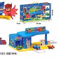پارکینگ گروه شب نقاب پی جی ماسکس PJ MASKS با دو فیگور و ماشین 
