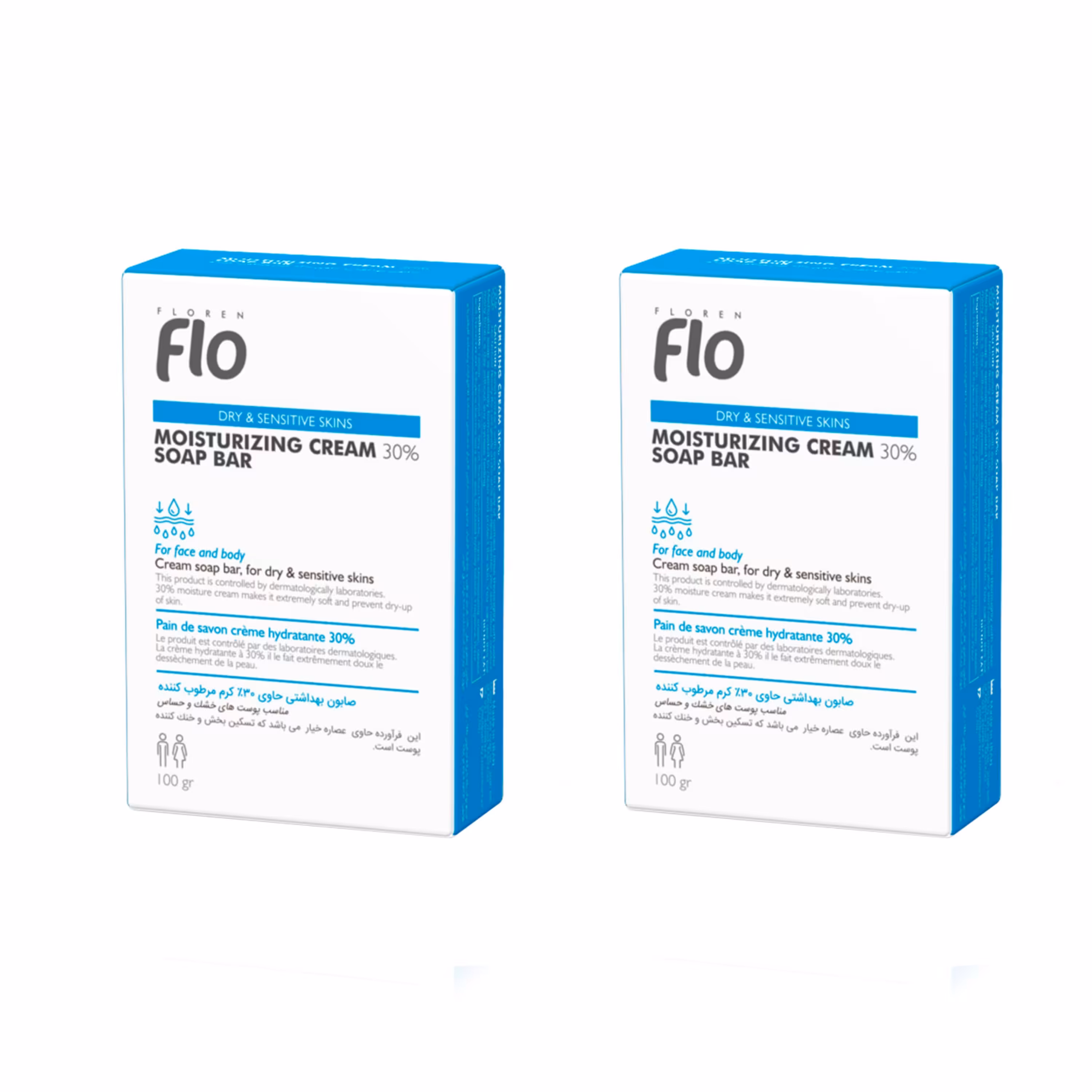 صابون شستشو فلو مدل مرطوب کننده وزن 100 گرم مجموعه 2 عددی