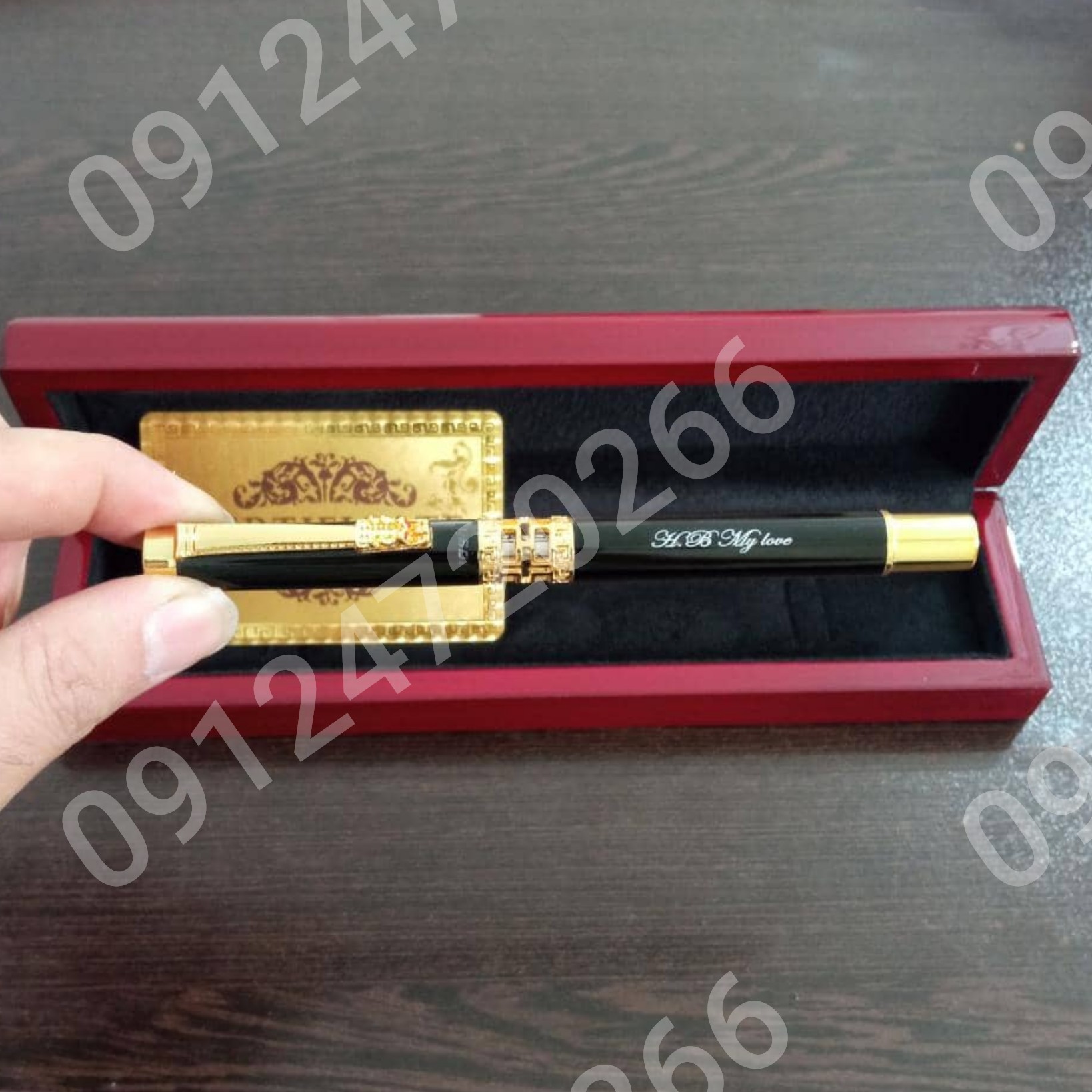روانویس طرح اژدهای روکش طلا 24عیار با جعبه چوبی و شناسنامه به همراه حک اسم رایگان