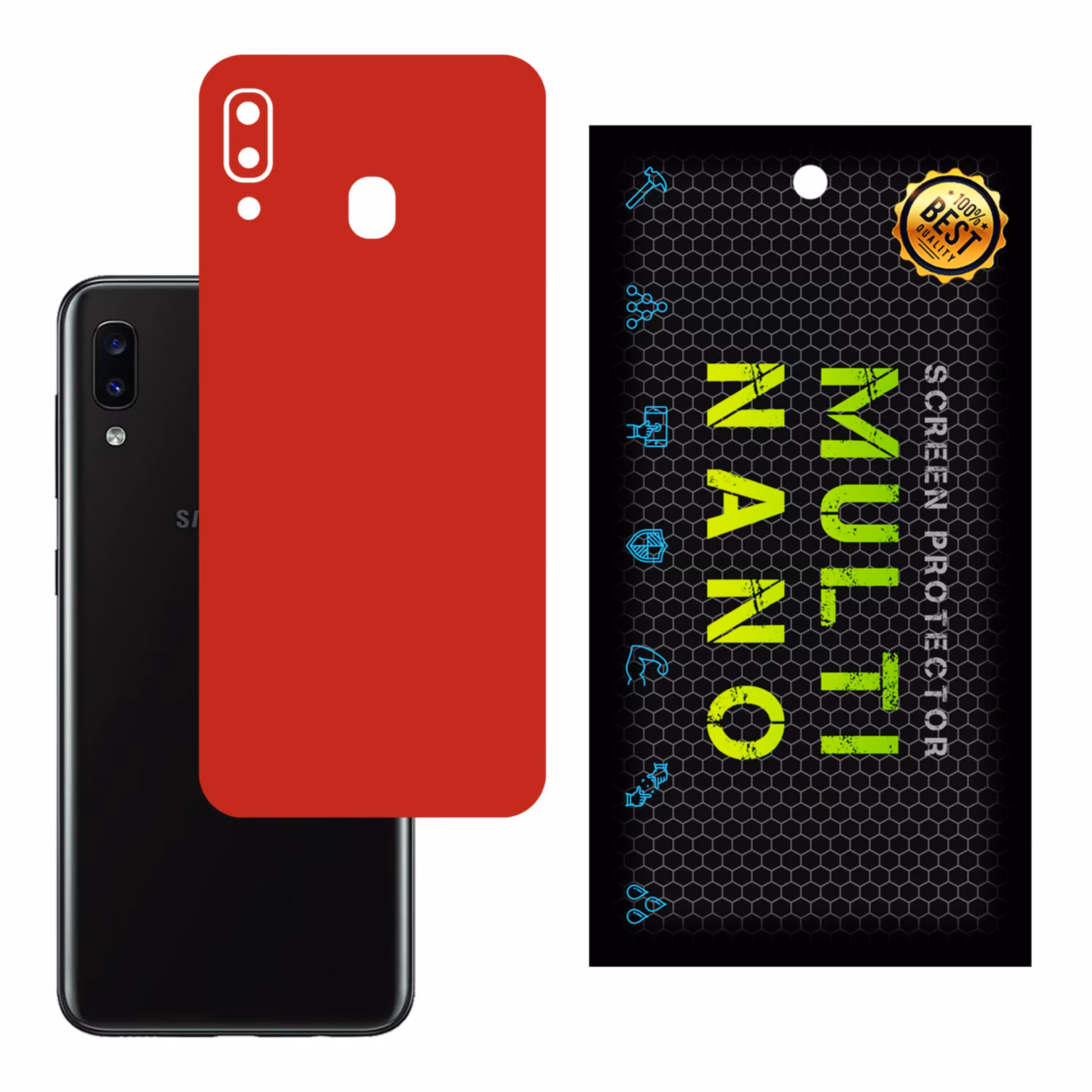 برچسب پوششی MultiNano مدل X-F1M-Red برای پشت موبایل  سامسونگ  A20