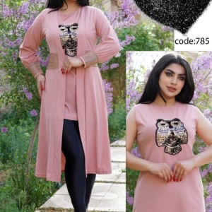 دوتیکه مدل جغد آستین و کمر لمه